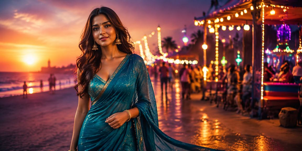 A female player enjoying Teen Patti card game online in Indian traditional attire