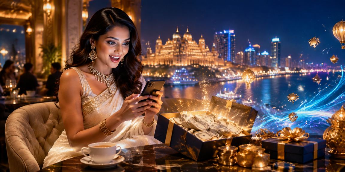 Mobile user playing Aviator game app in Indian attire