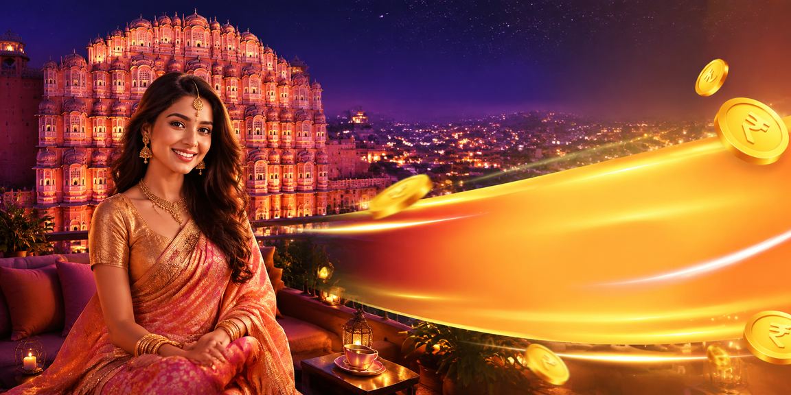 Player enjoying Andar Bahar card game online with traditional Indian background