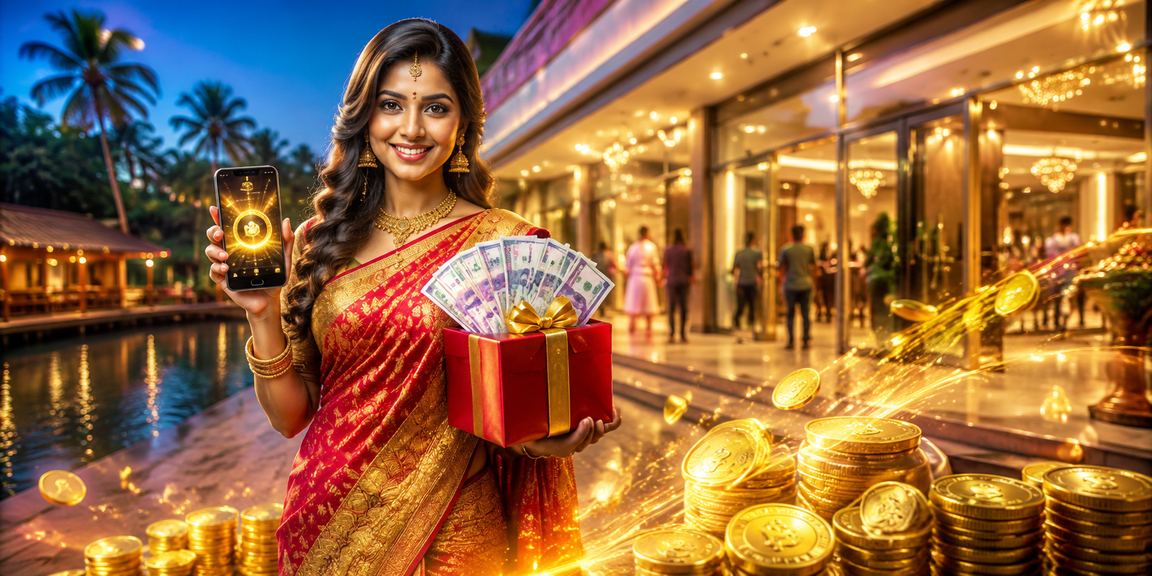 Mobile player enjoying online Andar Bahar game in Indian attire